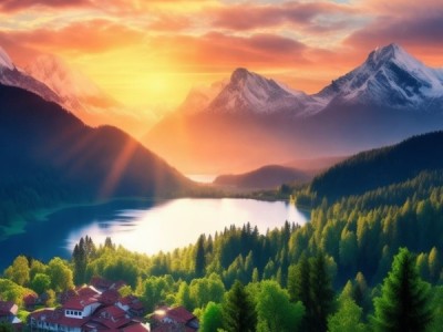 晨曦中的朝美景