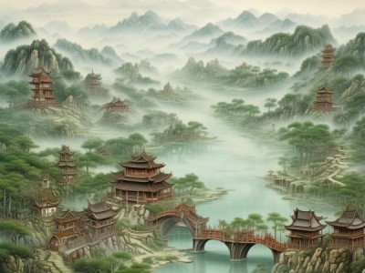 自然人文交融的山水长卷