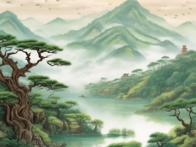 玉溪山水画卷，悠然风光画卷展