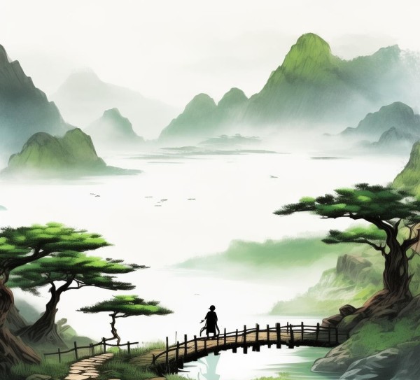 探寻山水画卷中的心灵足迹,山水画卷中的心灵之旅,漫步,第1张
