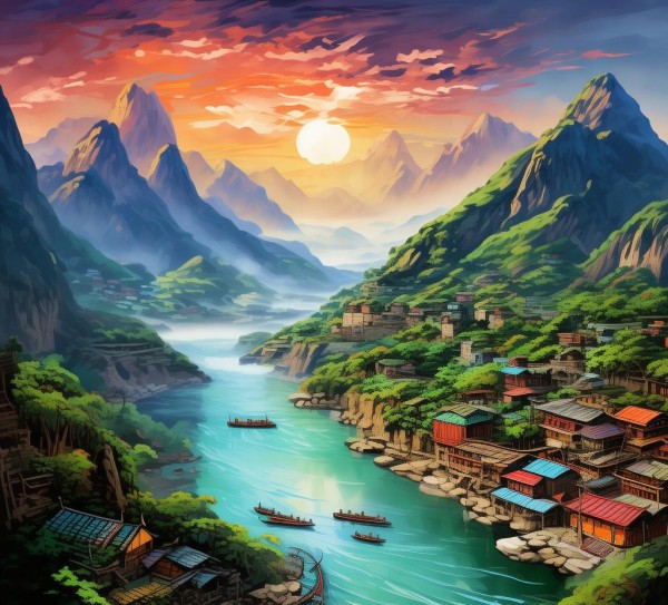 广西，山水画卷中的家乡风情,家乡的广西，一幅绚丽的山水画卷,画卷,第1张