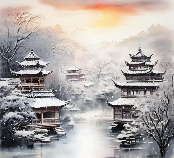 徐州冬日水墨风情图,徐州冬日里的水墨画卷,漫步,画卷,回忆,第1张