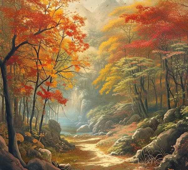 秋韵山林画卷情,画卷中的诗意—秋日山林写景,画卷,漫步,诗意,第1张